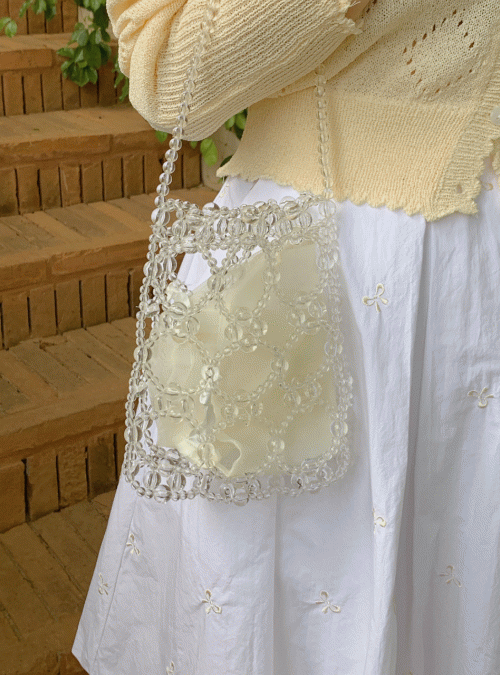 Clear beads tote bag